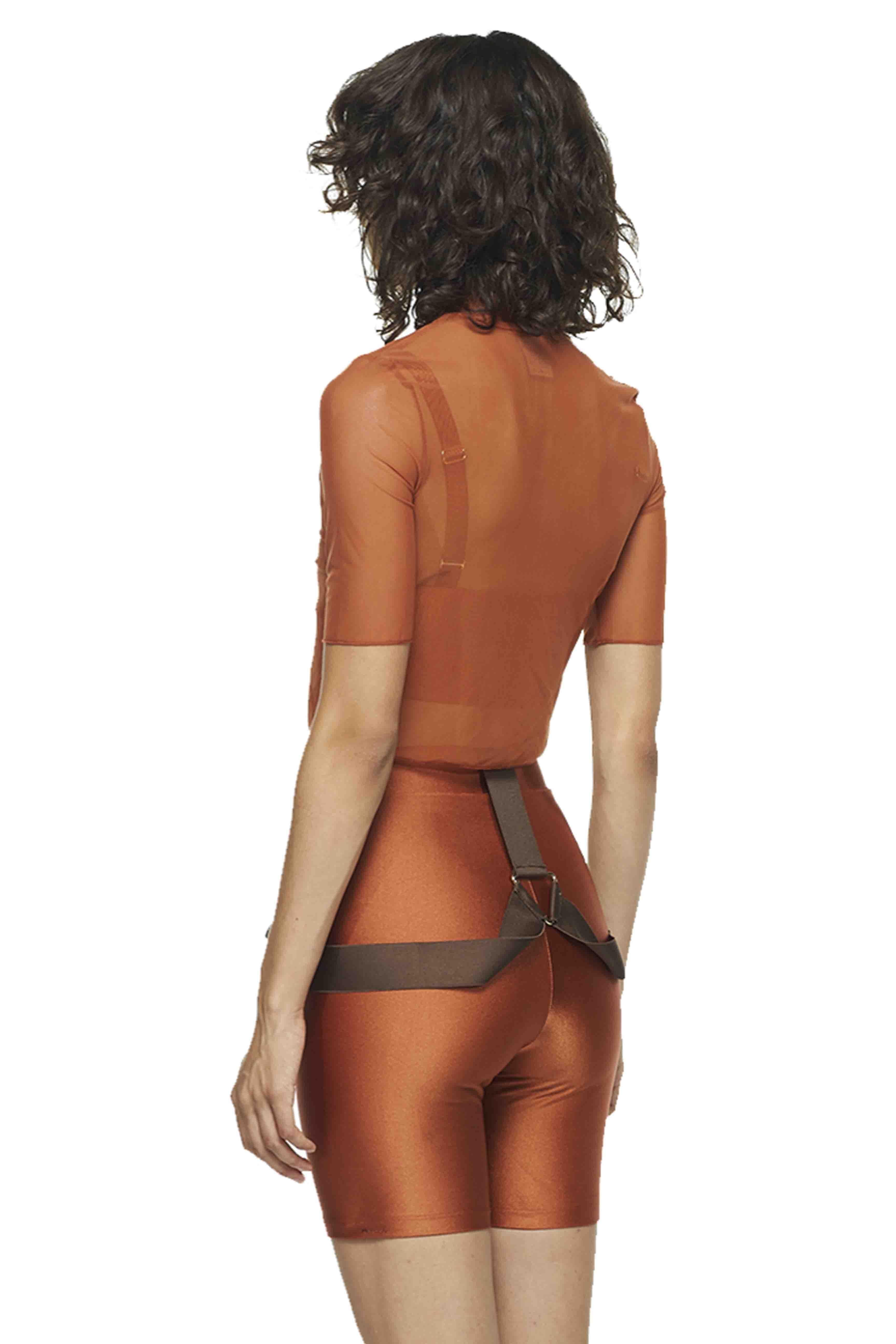 Copper Cropped Fitted Mesh Top - New York Pilates