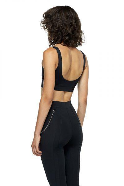 Black Sports Bra with Low Back and Corset - New York Pilates