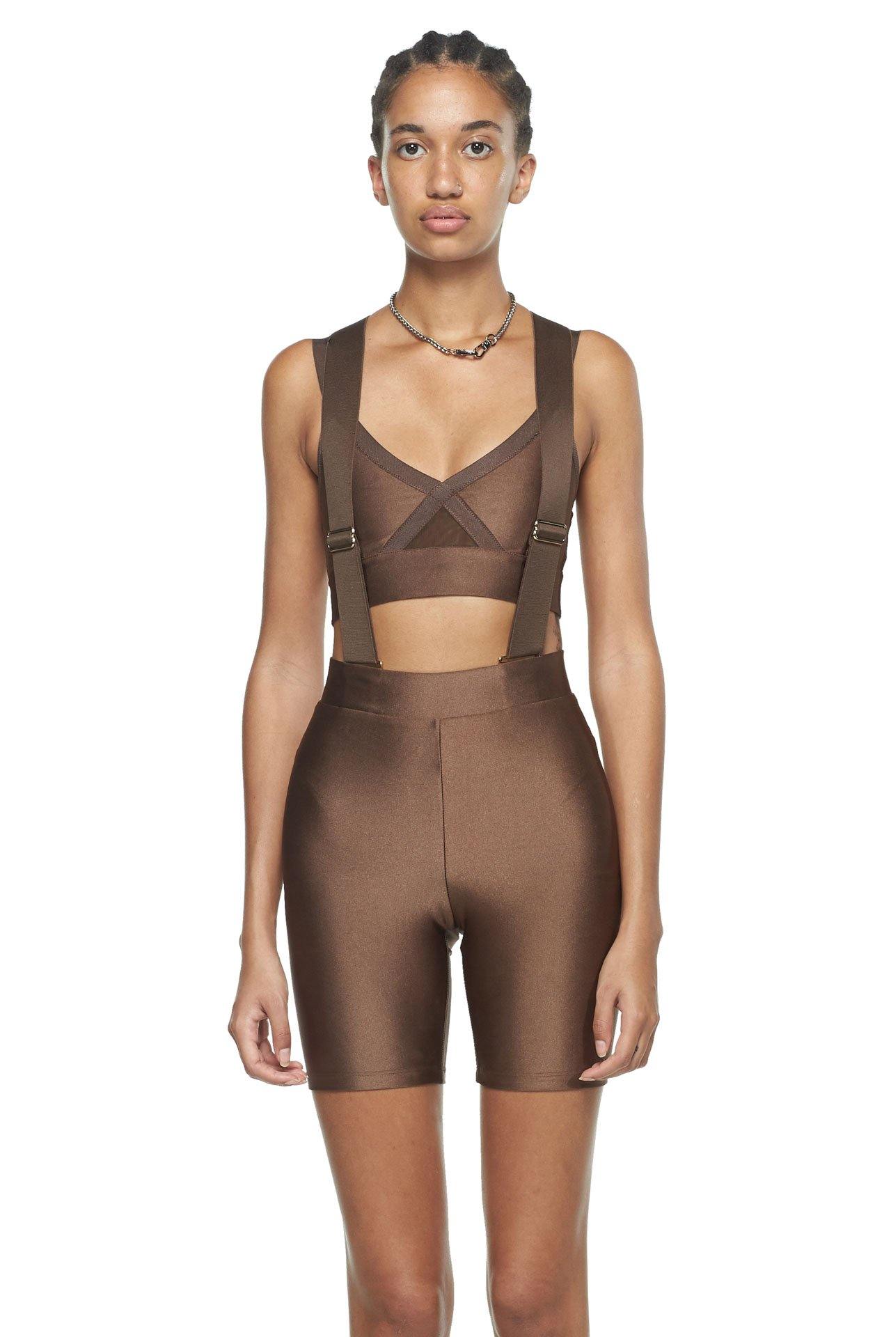 Chocolate Shorts with Suspenders - New York Pilates