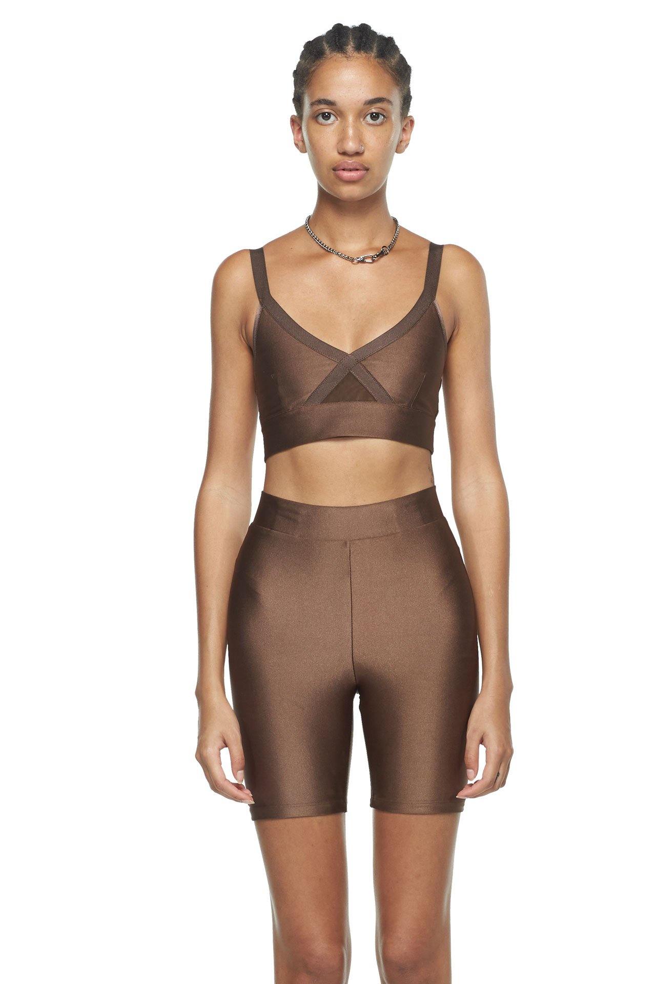 Chocolate Criss Cross Sports Bra - New York Pilates