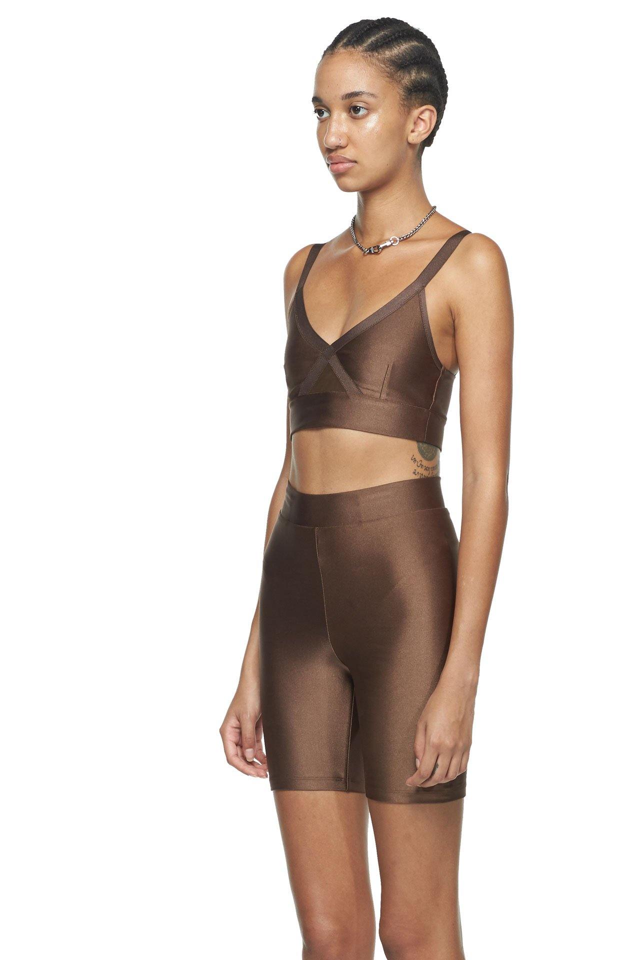 Chocolate Criss Cross Sports Bra - New York Pilates
