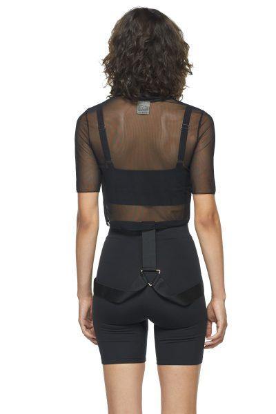 Black Cropped Fitted Mesh Top - New York Pilates