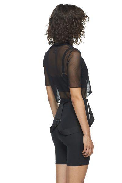 Black Cropped Fitted Mesh Top - New York Pilates