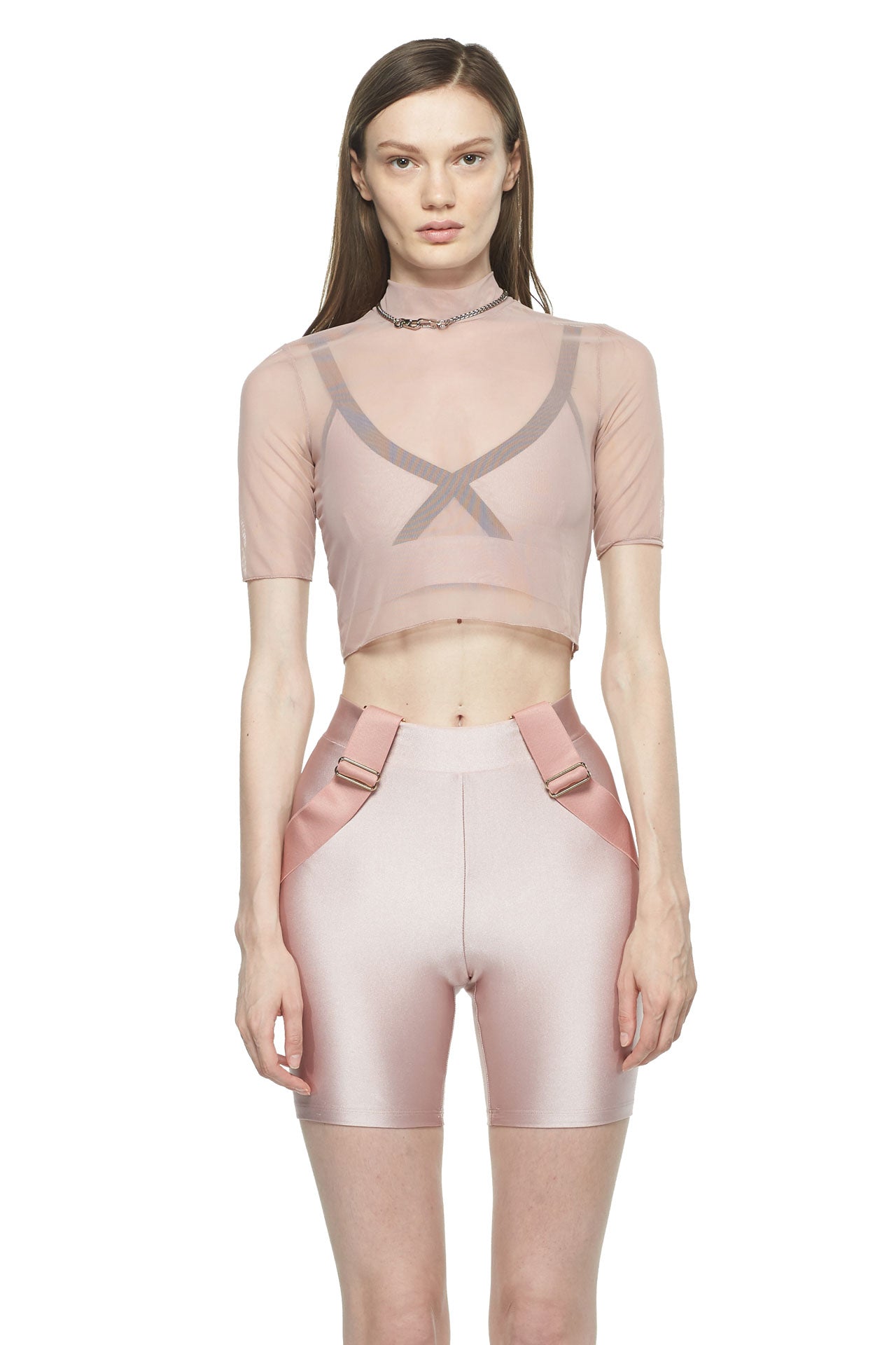Rose Cropped Fitted Mesh Top - New York Pilates