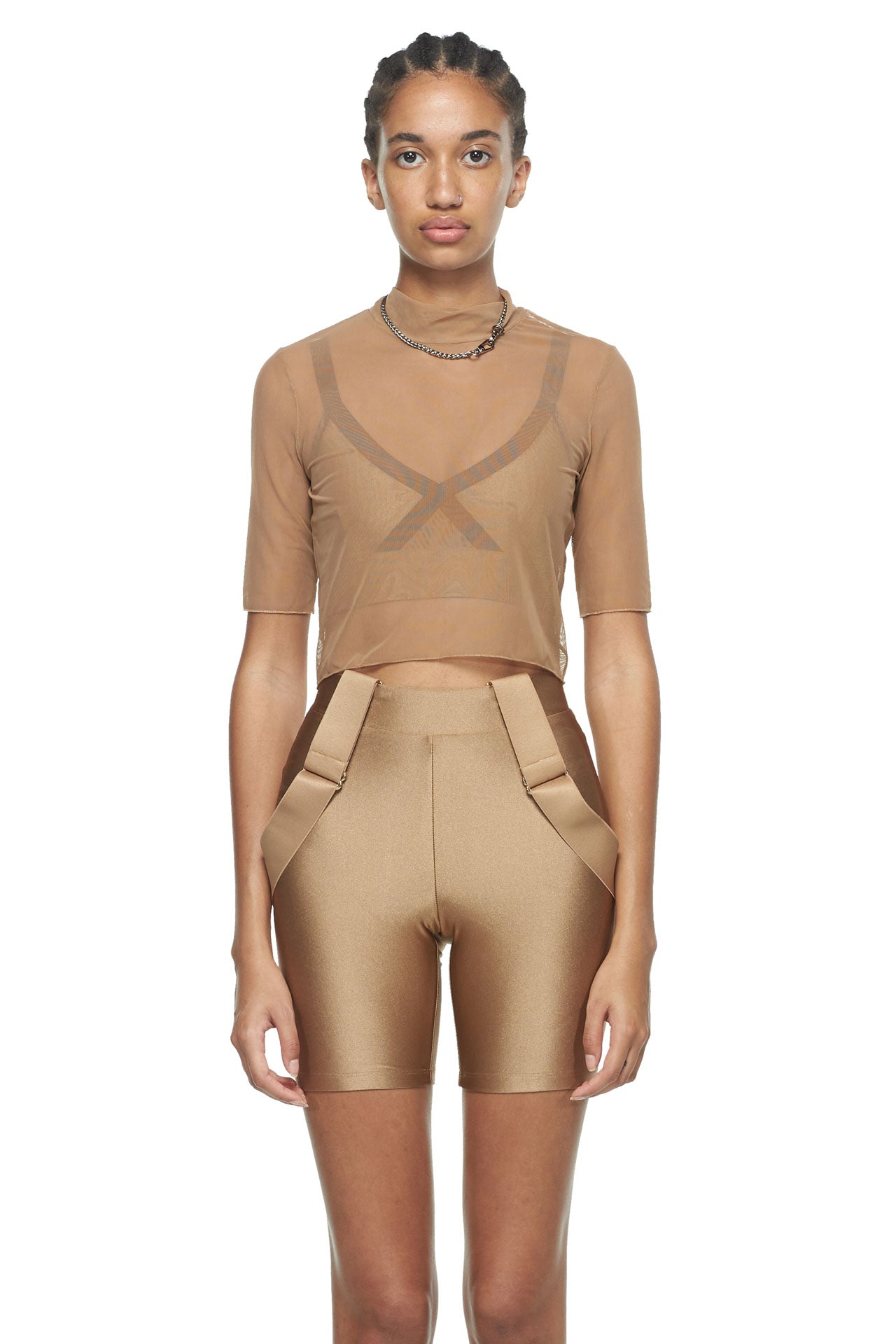 Sable Cropped Fitted Mesh Top - New York Pilates