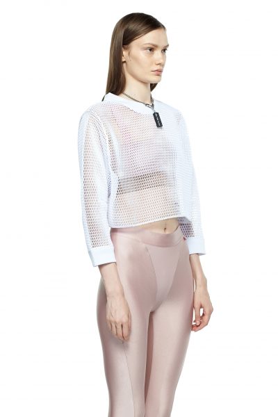 White Cropped Mesh Sweatshirt - New York Pilates