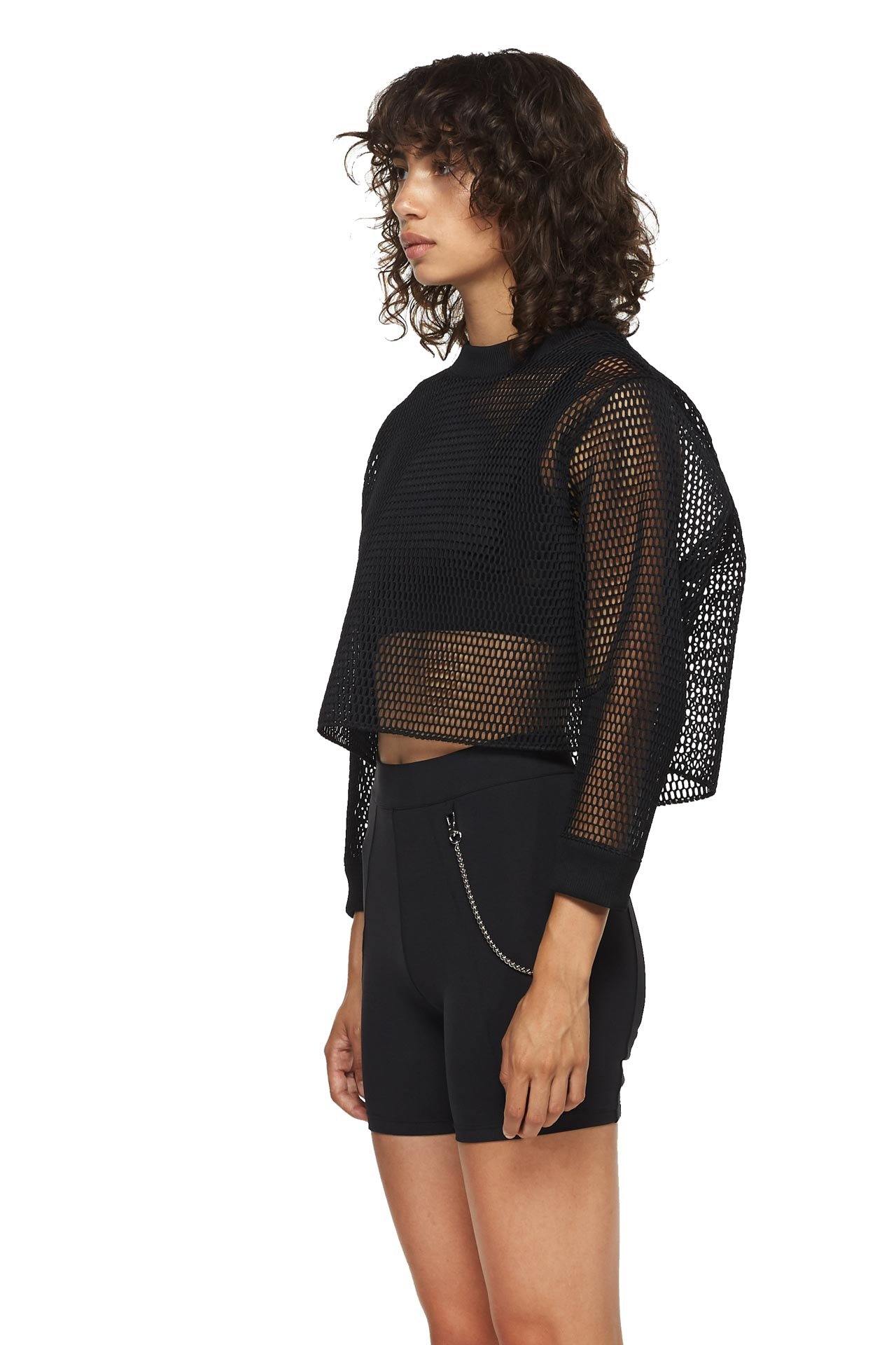 Black Cropped Mesh Sweatshirt - New York Pilates