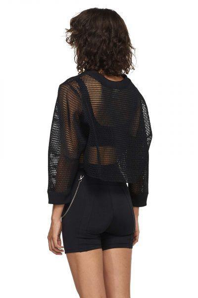 Black Cropped Mesh Sweatshirt - New York Pilates
