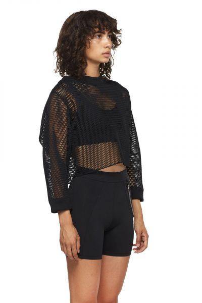 Black Cropped Mesh Sweatshirt - New York Pilates
