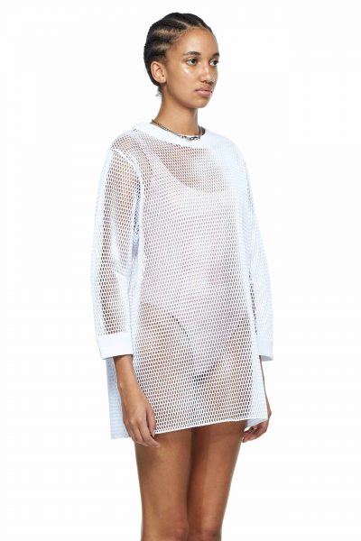 White Long Mesh Sweatshirt - New York Pilates