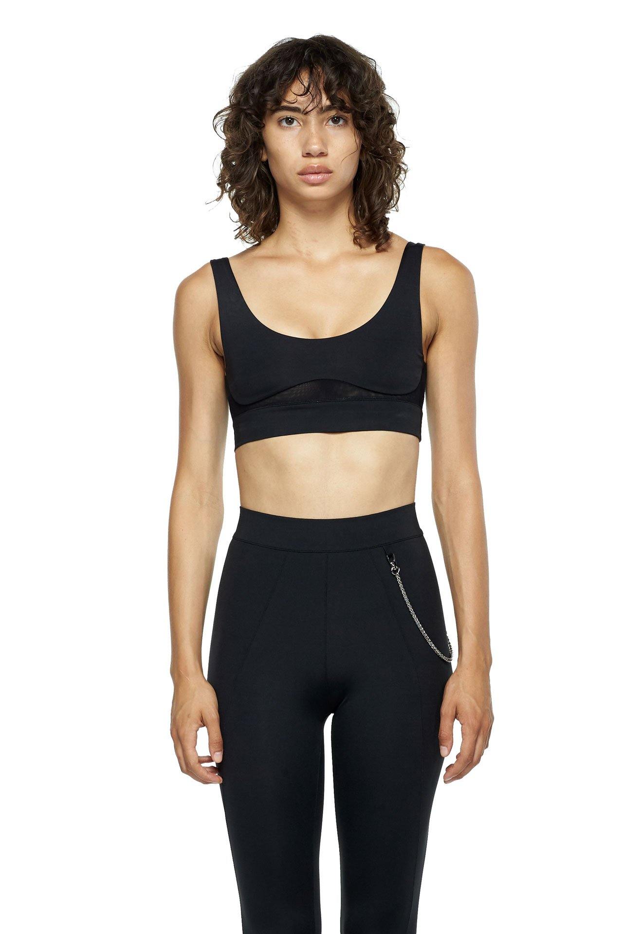 Black Sports Bra with Low Back and Corset - New York Pilates