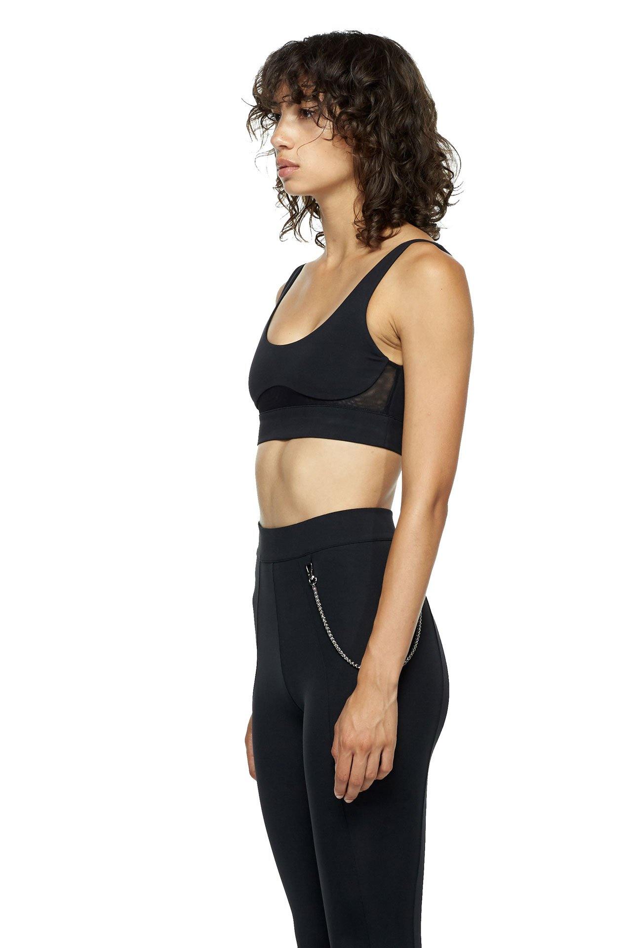 Black Sports Bra with Low Back and Corset - New York Pilates