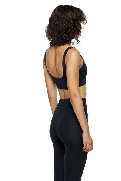 Black Sports Bra with Low Back and Corset - New York Pilates