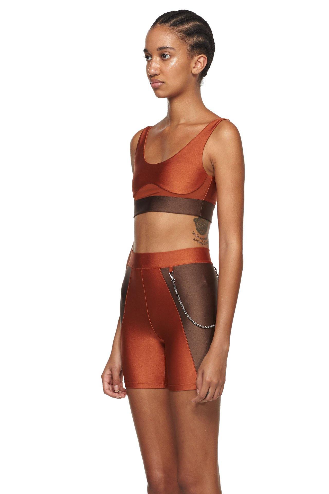 Copper Chocolate Sports Bra with Low Back and Corset - New York Pilates
