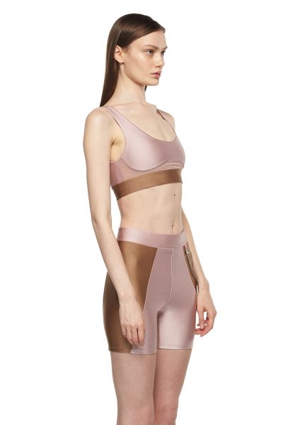 Rose Sable Sports Bra with Low Back and Corset - New York Pilates