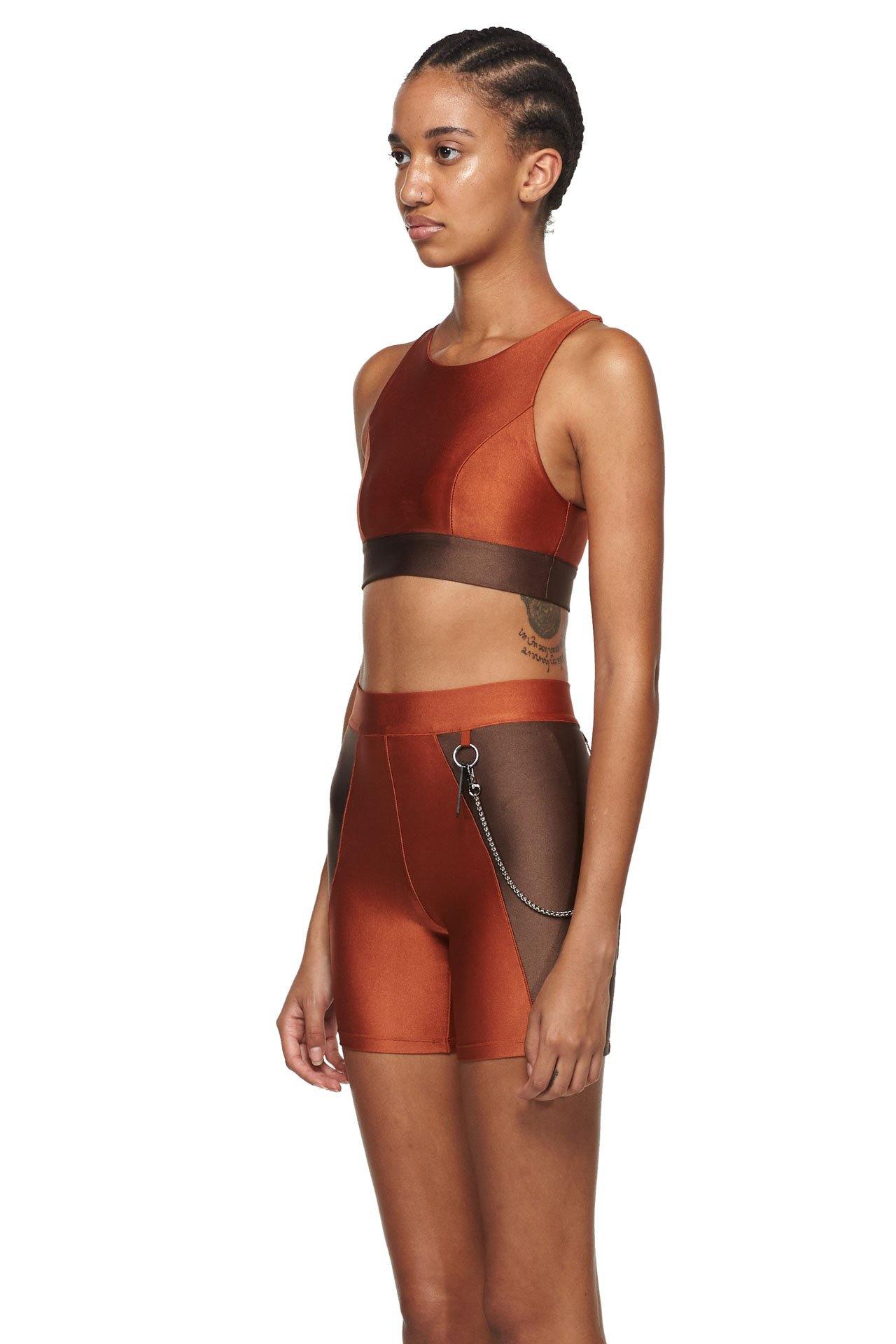 Copper Chocolate Sports Bra with Mesh - New York Pilates