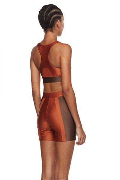 Copper Chocolate Sports Bra with Mesh - New York Pilates