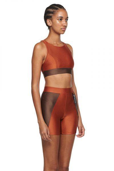Copper Chocolate Sports Bra with Mesh - New York Pilates