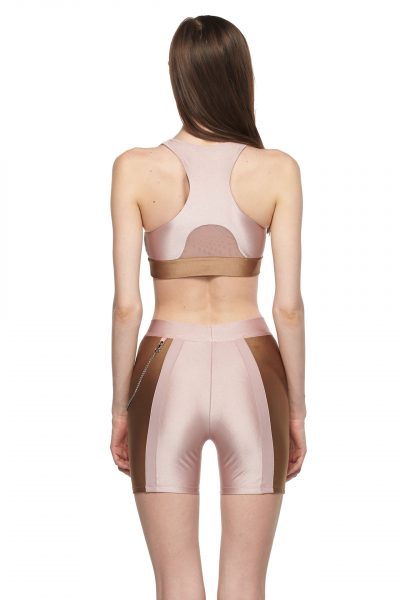 Rose Sable Sports Bra with Mesh - New York Pilates