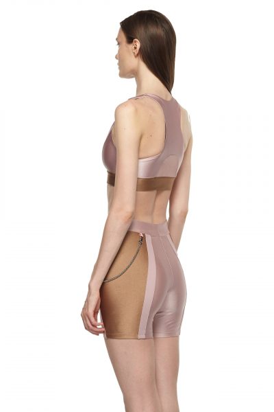 Rose Sable Sports Bra with Mesh - New York Pilates