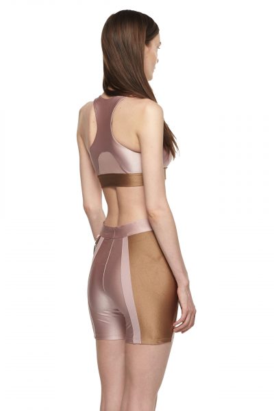 Rose Sable Sports Bra with Mesh - New York Pilates