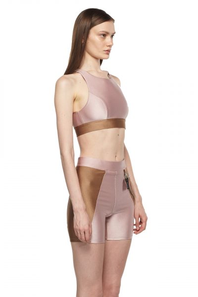 Rose Sable Sports Bra with Mesh - New York Pilates