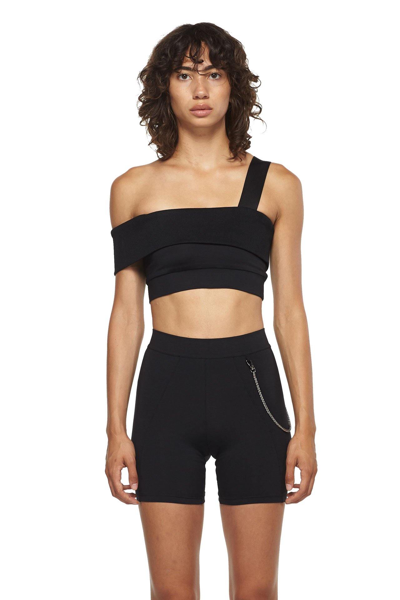 Black Sports Bra with One Strap - New York Pilates