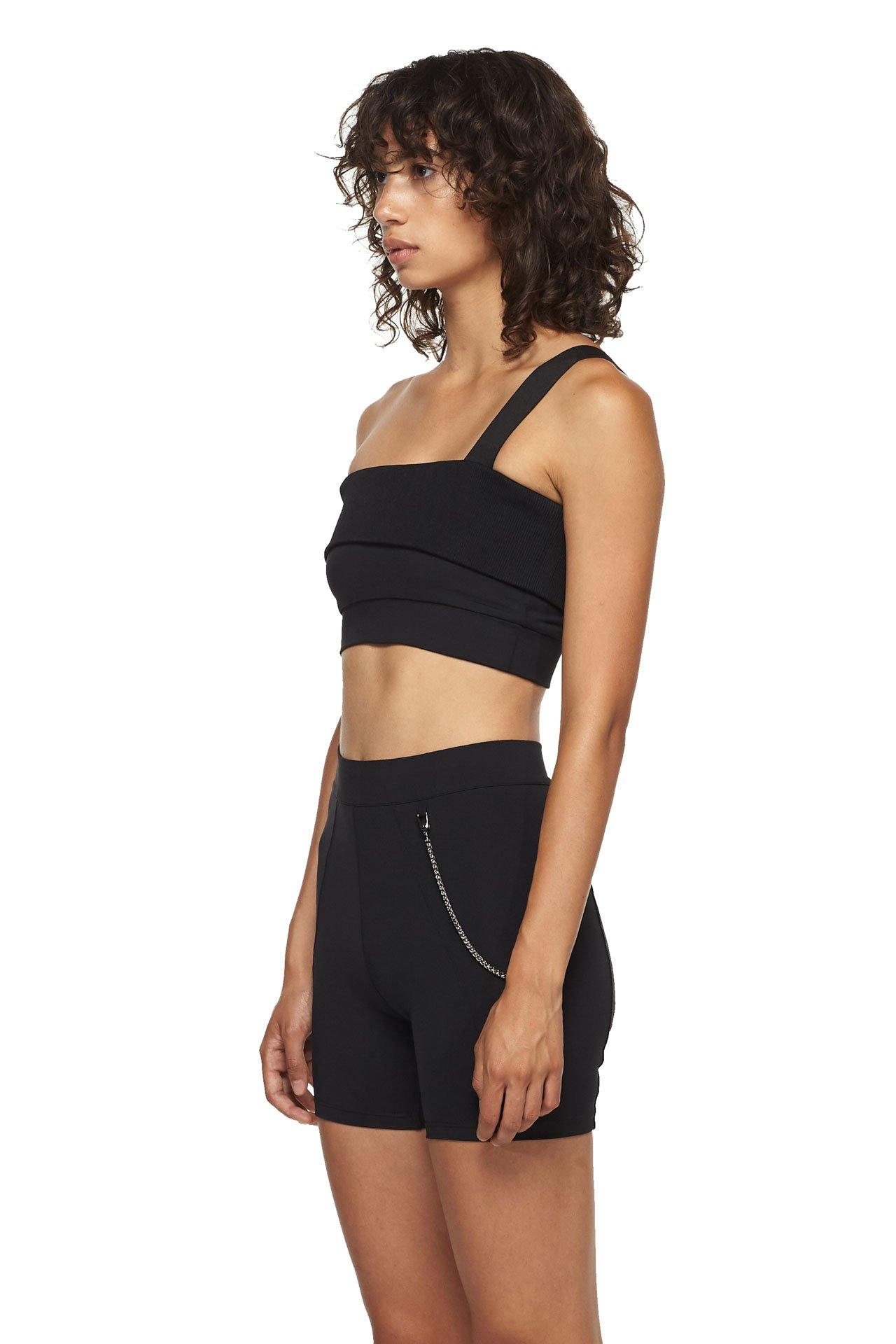 Black Sports Bra with One Strap - New York Pilates