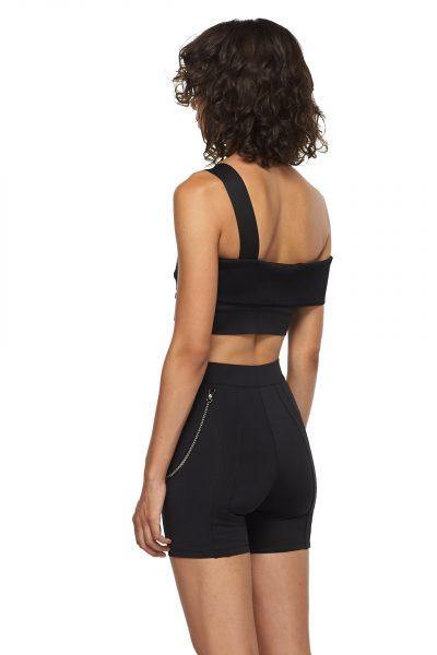 Black Sports Bra with One Strap - New York Pilates