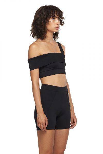 Black Sports Bra with One Strap - New York Pilates