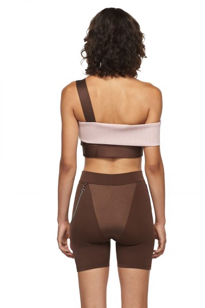 Rose Chocolate Sports Bra with One Strap - New York Pilates