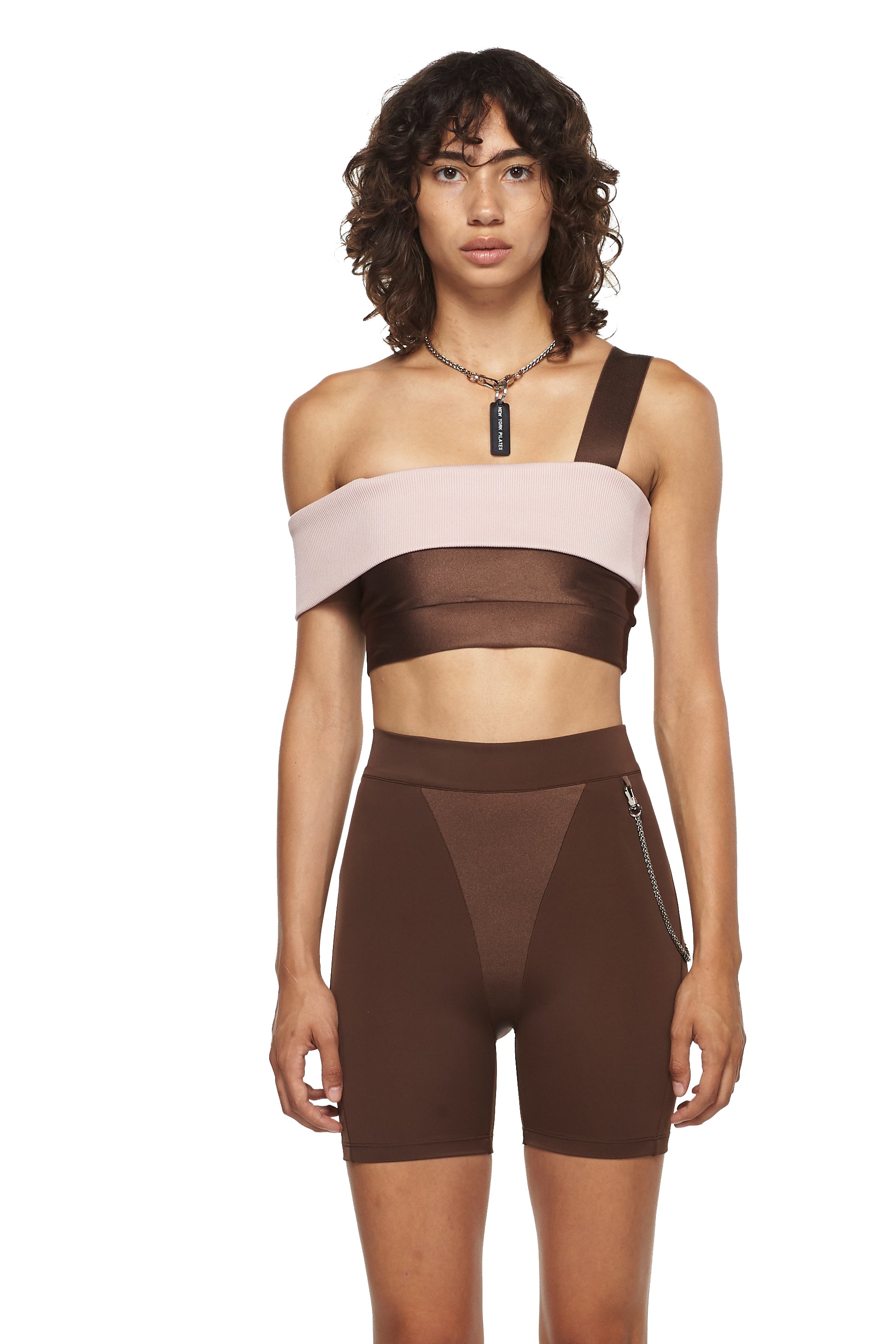 Rose Chocolate Sports Bra with One Strap - New York Pilates