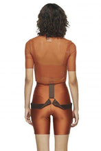 Load image into Gallery viewer, Copper Cropped Fitted Mesh Top - New York Pilates
