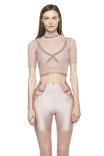 Load image into Gallery viewer, Rose Cropped Fitted Mesh Top - New York Pilates
