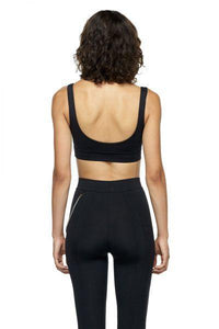 Black Sports Bra with Low Back and Corset - New York Pilates