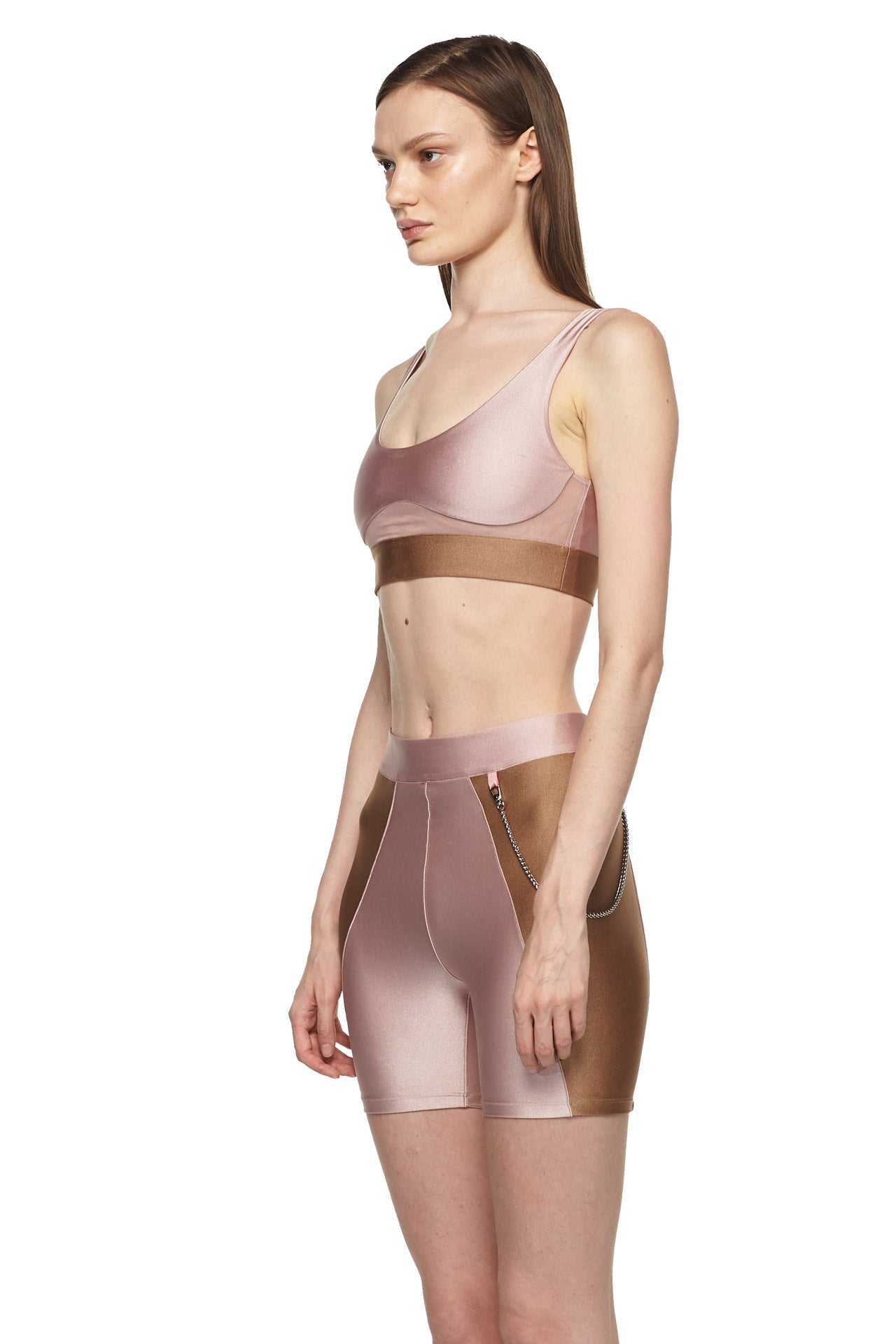 Rose Sable Sports Bra with Low Back and Corset - New York Pilates