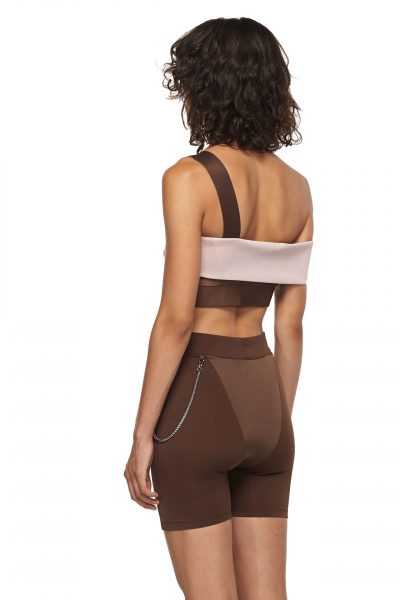 Rose Chocolate Sports Bra with One Strap - New York Pilates