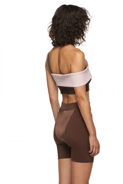 Rose Chocolate Sports Bra with One Strap - New York Pilates